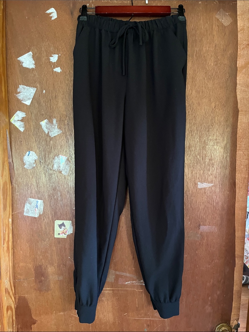Joe Benbasset Black Cropped Jogger Pants Pockets zipper ankle Medium